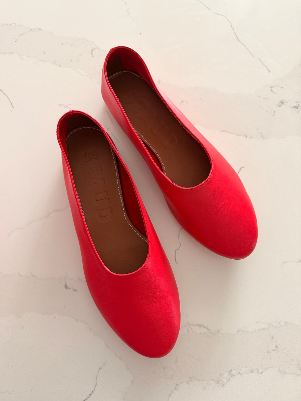 Staud Alba leather ballet flats Red size 37.5 - Picture 4 of 13